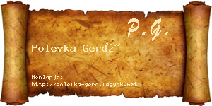 Polevka Gerő névjegykártya